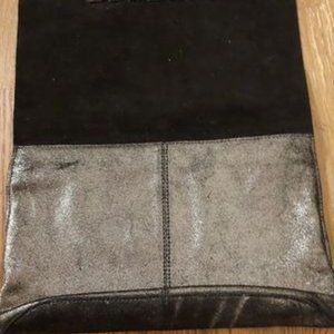 Felt Metallic Silver-Black Handbag without Straps
